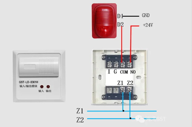 西藏西藏海湾消防GST-LD-8361H两线制模块接线图